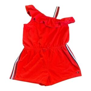 Tommy Hilfiger Red Jumpsuit with Asymmetrical Neckline and Ruffle NWOT